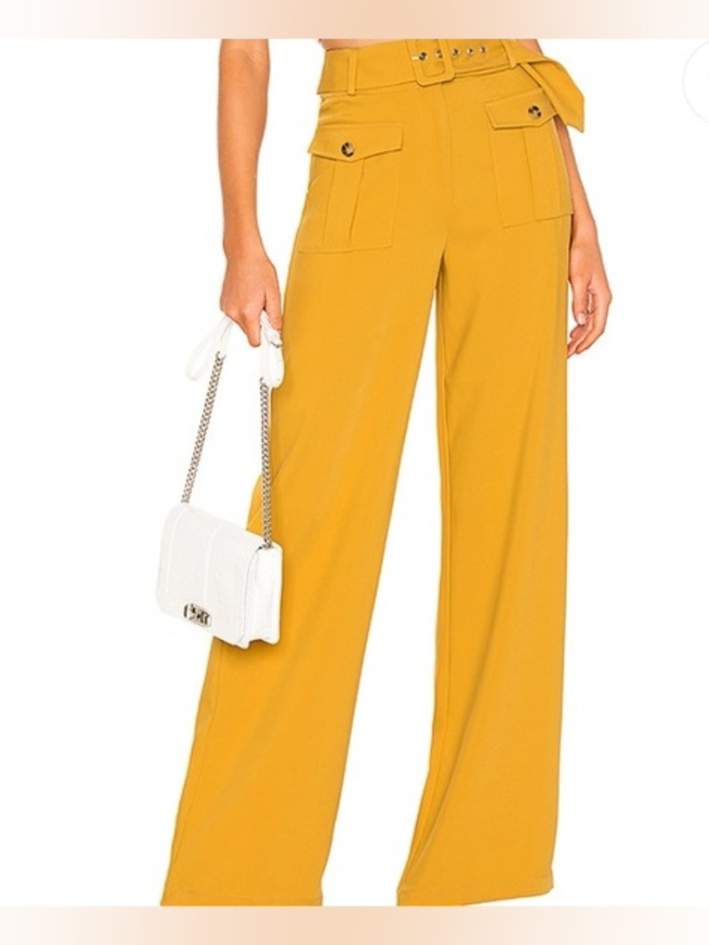 Tularosa Mustard Yellow Belted Cargo Wide Leg Pants Size XXS